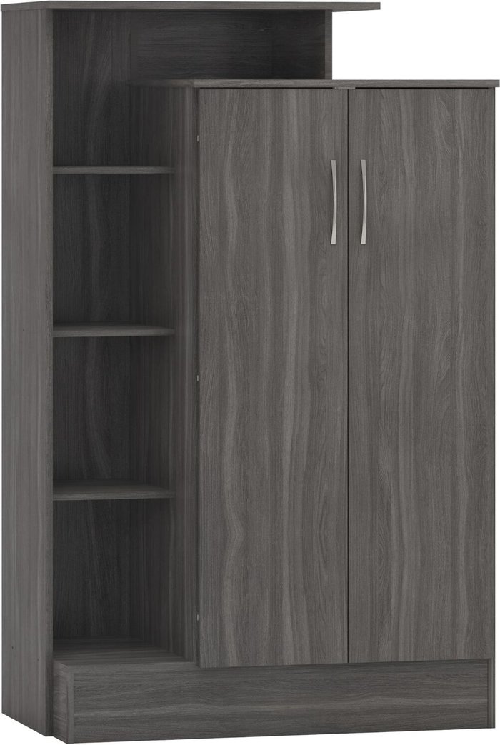 The Range | Seconique Nevada Petite Open Shelf Wardrobe - Black Wood Grain / Black Wood Grain Seconique Nevada Petite Open Shelf Wardrobe - Black Wood Grain / Black Wood Grain