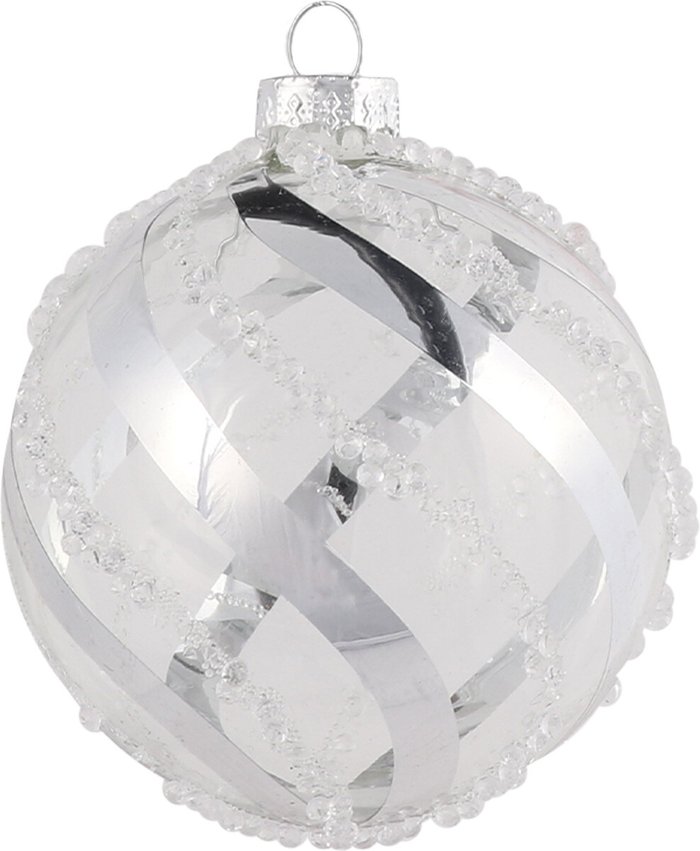 The Range | Midnight Fantasy Clear Silver Swirl Embellished Bauble - Silver Midnight Fantasy Clear Silver Swirl Embellished Bauble - Silver