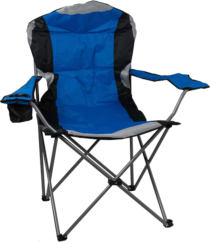 The Range | HyFive Folding Camp Chair Padded High Back - Blue HyFive Folding Camp Chair Padded High Back - Blue
