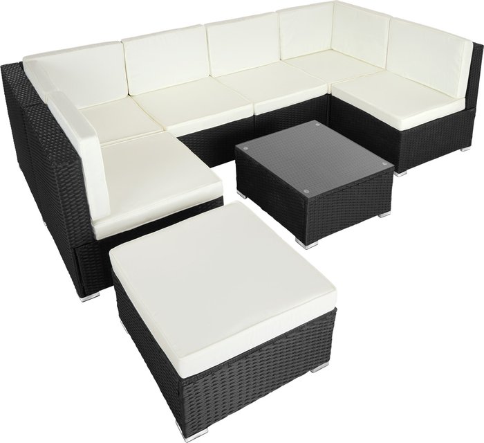 The Range | TECTAKE Tectake Rattan Garden Furniture Lounge Venice - Black/Cream TECTAKE Tectake Rattan Garden Furniture Lounge Venice - Black/Cream