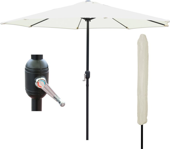 The Range | GlamHaus Garden Parasol Umbrella Cream With Protective Cover - Cream GlamHaus Garden Parasol Umbrella Cream With Protective Cover - Cream