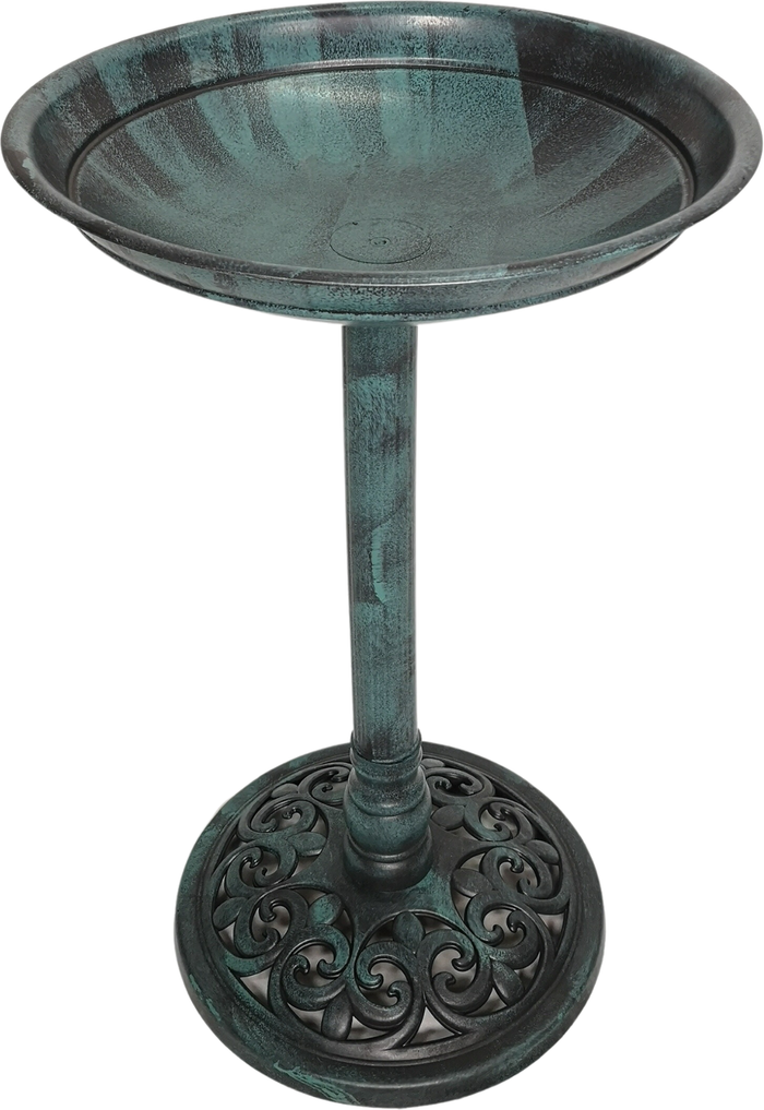 The Range | Samuel Alexander 63cm Tall 40cm Diameter Traditional Resin Garden Bird Bath - Green Samuel Alexander 63cm Tall 40cm Diameter Traditional Resin Garden Bird Bath - Green