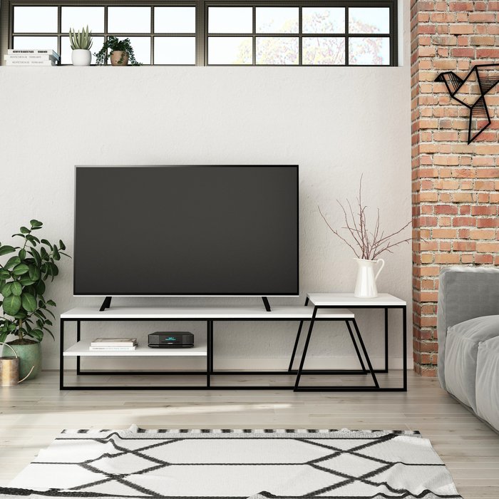 The Range | Decortie Pal Modern TV Stand Multimedia Centre TV Unit With Storage - White Decortie Pal Modern TV Stand Multimedia Centre TV Unit With Storage - White