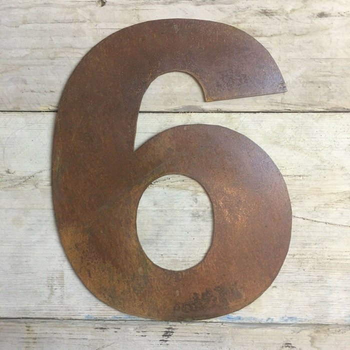 The Range | RW NORFOLK Rusty 12 inch Fat Font Number 6 - Rusted RW NORFOLK Rusty 12 inch Fat Font Number 6 - Rusted