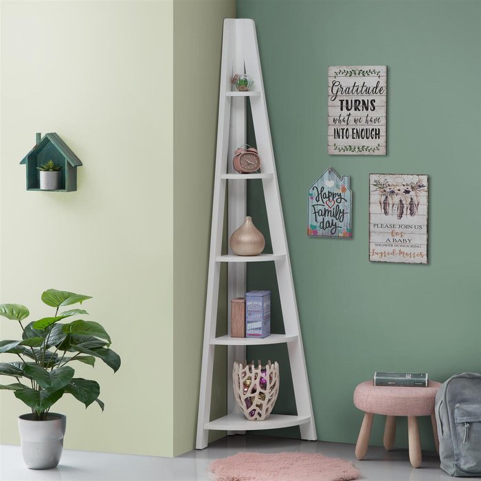 The Range | Timber Art Design UK Riva Corner Ladder Bookcase - White Timber Art Design UK Riva Corner Ladder Bookcase - White