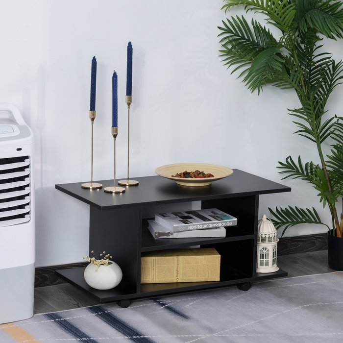 The Range | HOMCOM Modern TV Cabinet Stand with 3 Tier Shelf Storage - White/Black HOMCOM Modern TV Cabinet Stand with 3 Tier Shelf Storage - White/Black