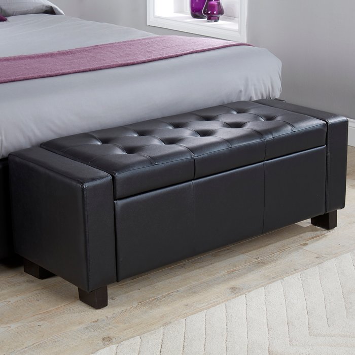 The Range | Worldstores Essentials Verona Black Faux Leather Ottoman Black Worldstores Essentials Verona Black Faux Leather Ottoman Black