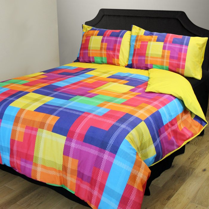The Range | Tetris Tetris Tartan Duvet Cover And Pillowcase Set - Multi / Double Tetris Tetris Tartan Duvet Cover And Pillowcase Set - Multi / Double