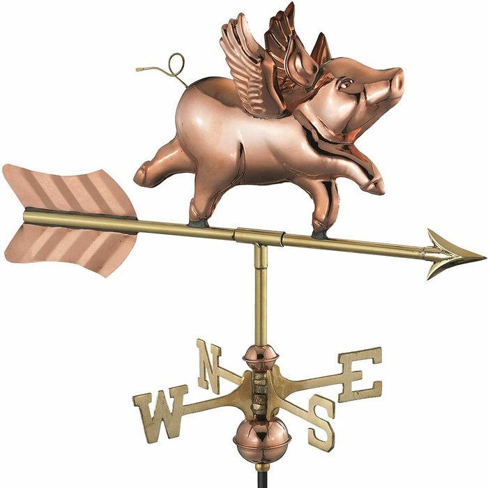 The Range | Espira Flying Pig Cottage Copper Weathervane - Copper Espira Flying Pig Cottage Copper Weathervane - Copper