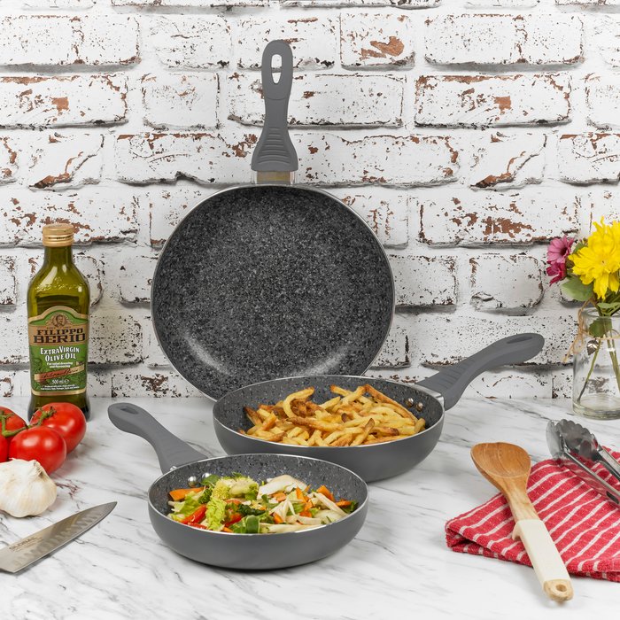 The Range | Homiu Homiu 3pc Frying Pan Set - Grey Homiu Homiu 3pc Frying Pan Set - Grey