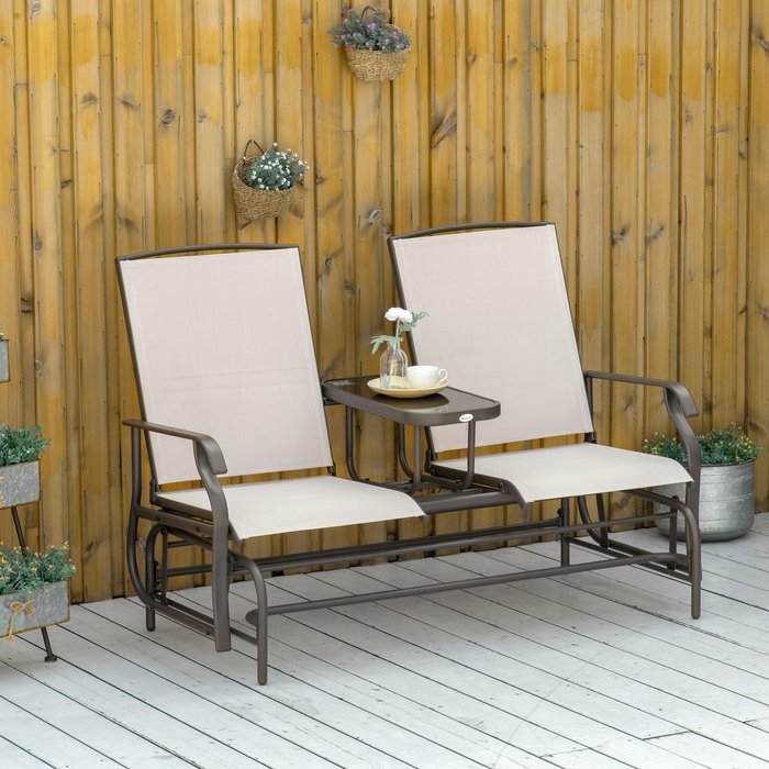 The Range | Outsunny 2 Seater Rocker Double Rocking Chair - Brown Outsunny 2 Seater Rocker Double Rocking Chair - Brown