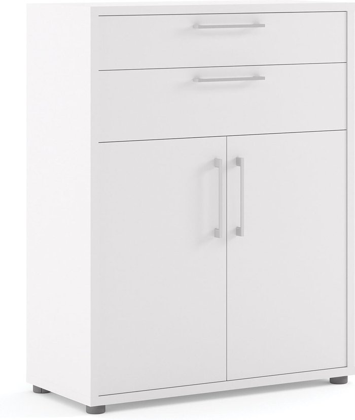 The Range | Furniture To Go Prima 1-Shelf 2-Drawer 2-Door Bookcase - White Furniture To Go Prima 1-Shelf 2-Drawer 2-Door Bookcase - White