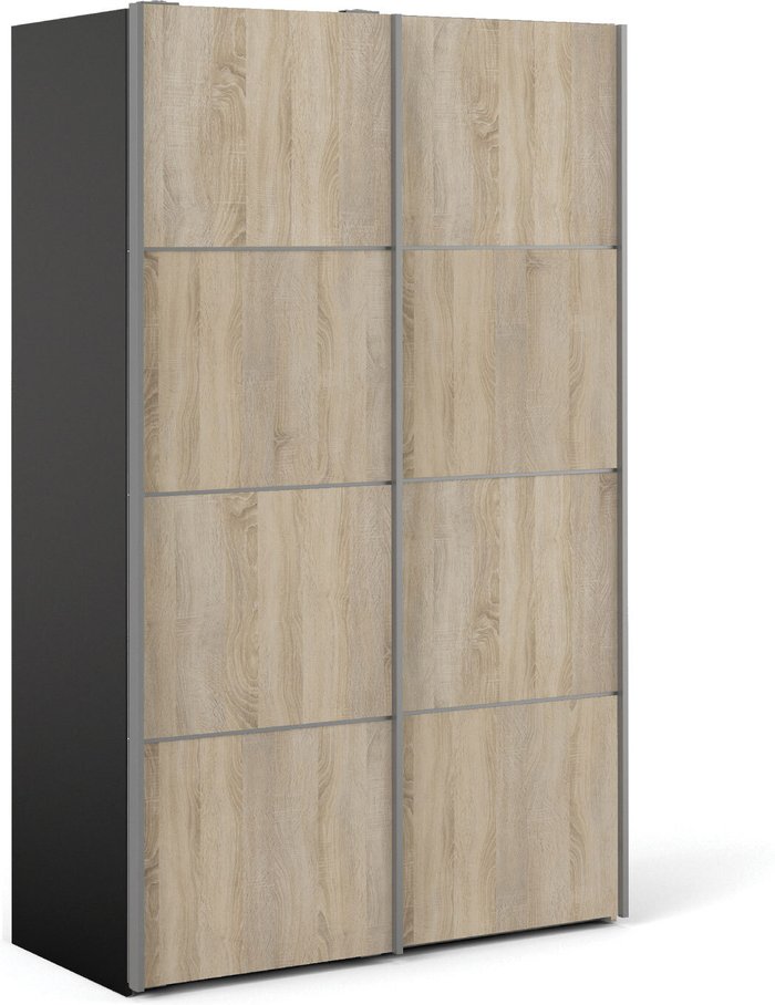 The Range | Furniture To Go Verona Sliding Wardrobe - Oak and Black / 120cm / 2 Furniture To Go Verona Sliding Wardrobe - Oak and Black / 120cm / 2