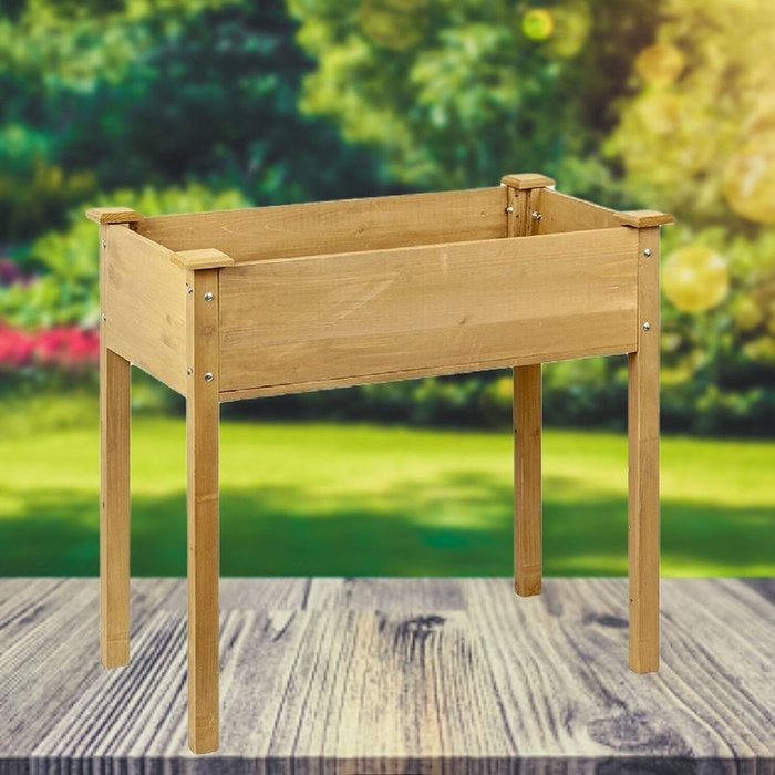The Range | Shop4allsorts Wooden Raised Planter - Natural Shop4allsorts Wooden Raised Planter - Natural