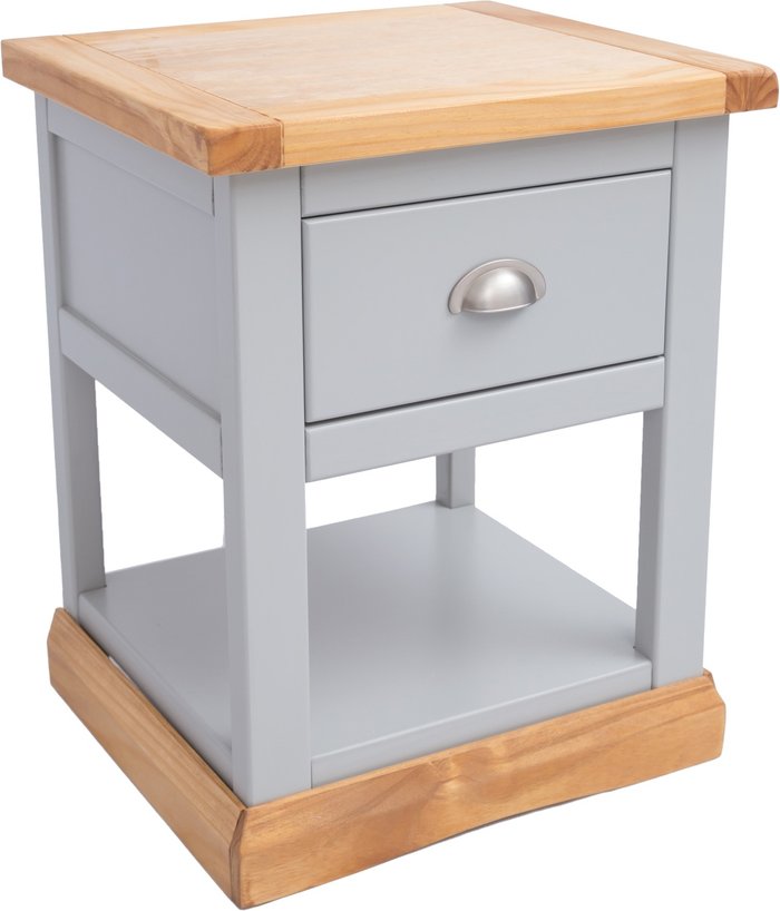 The Range | Cabinet Bits Bomporto 1 Drawer Bedside Table with Shelf - Grey / Chrome Cabinet Bits Bomporto 1 Drawer Bedside Table with Shelf - Grey / Chrome