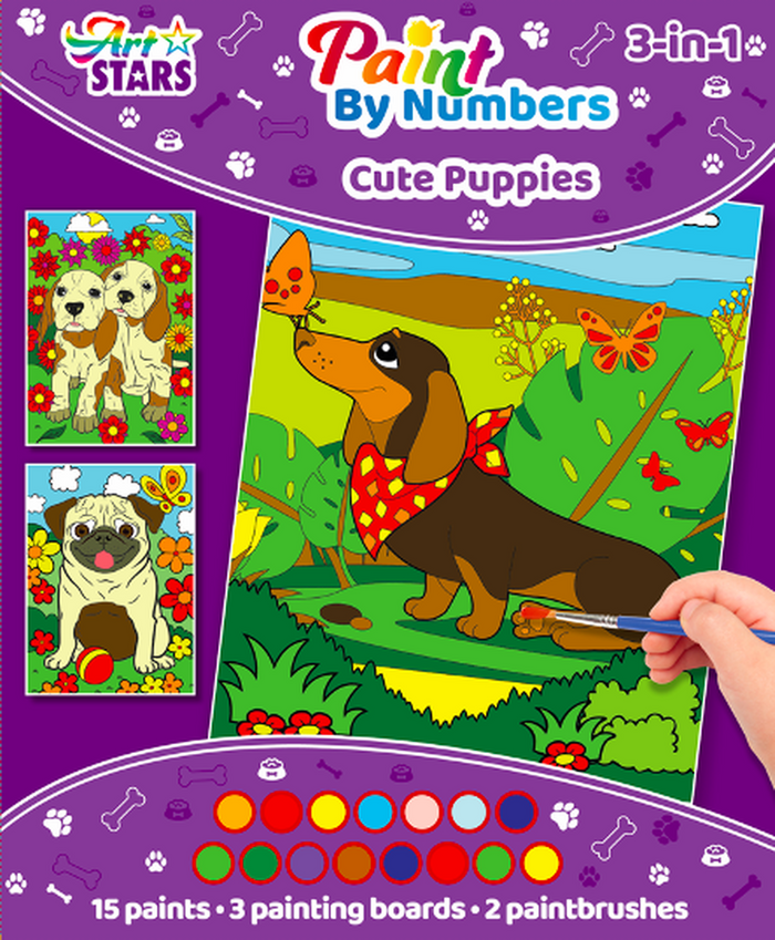 The Range | Bookoli Kids 3 in 1 Paint by Numbers - Cute Puppies Bookoli Kids 3 in 1 Paint by Numbers - Cute Puppies