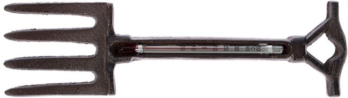 The Range | Homescapes Brown Wall Mounted Cast Iron Garden Fork Thermometer - Brown Homescapes Brown Wall Mounted Cast Iron Garden Fork Thermometer - Brown