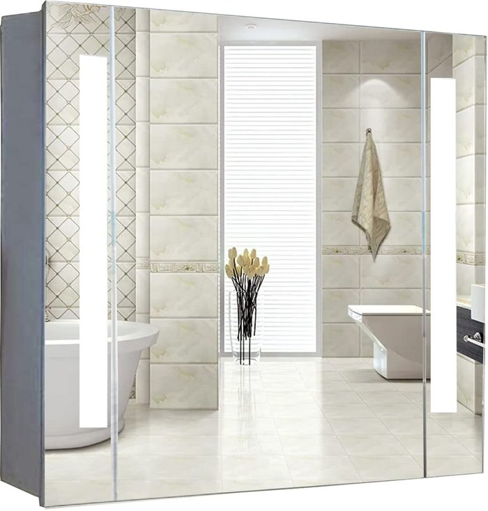 The Range | Yohood Yohood Bathroom LED Illuminated Mirror Cabinet - Silver Yohood Yohood Bathroom LED Illuminated Mirror Cabinet - Silver