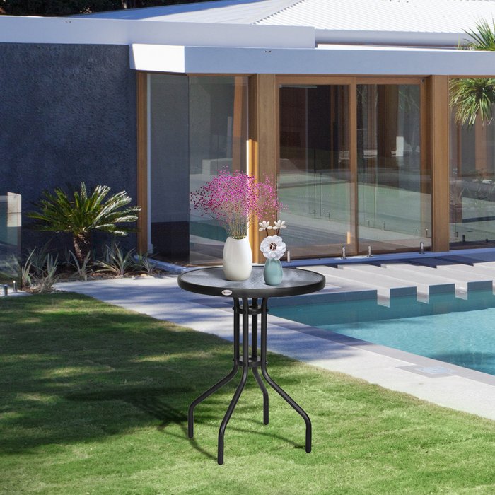 The Range | Outsunny Tempered Glass Outdoor Bistro Table - Black Outsunny Tempered Glass Outdoor Bistro Table - Black