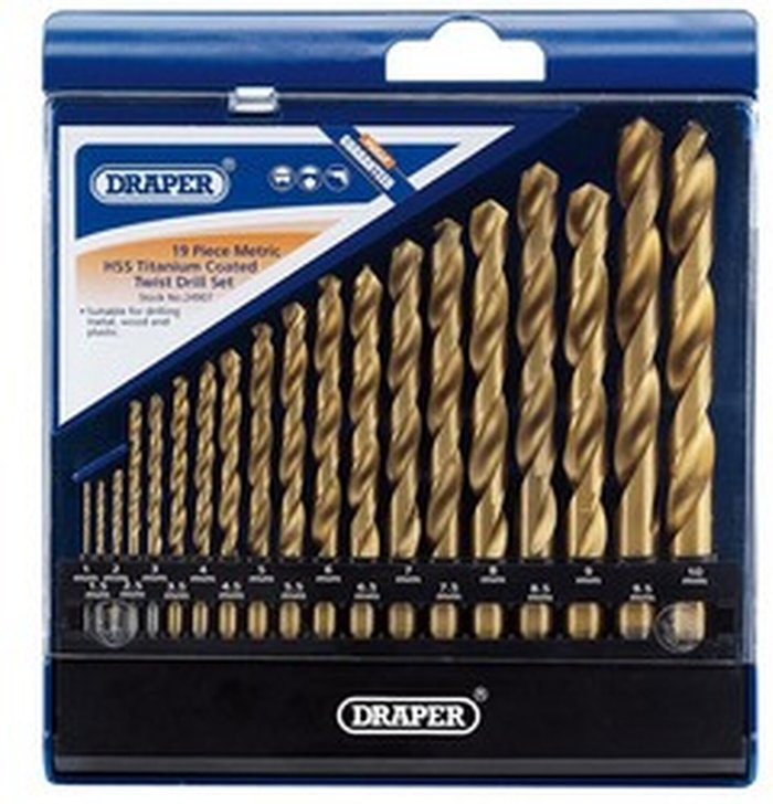 The Range | Draper Draper 19 Piece HSS Titanium Drill Bit Set Draper Draper 19 Piece HSS Titanium Drill Bit Set