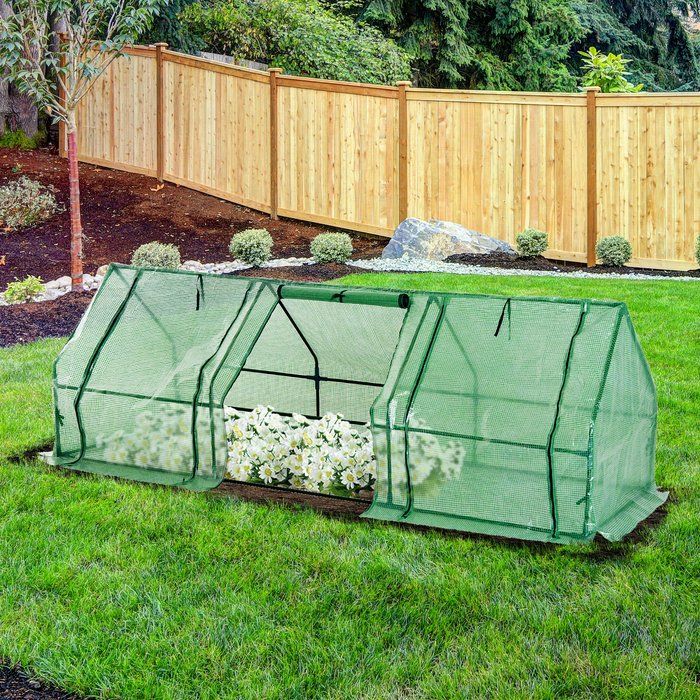 The Range | Outsunny Steel Frame Poly Tunnel Steeple Greenhouse - Green / 270cm Outsunny Steel Frame Poly Tunnel Steeple Greenhouse - Green / 270cm