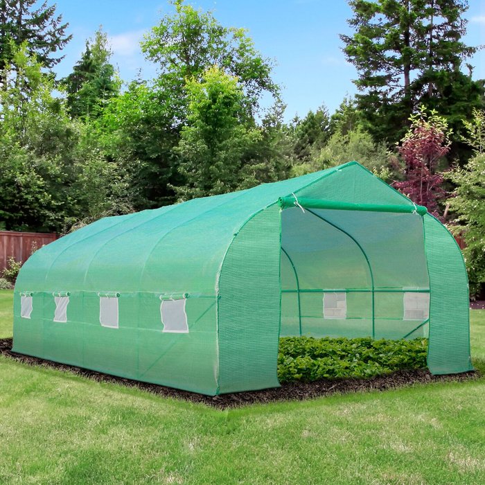 The Range | Outsunny Walk In Polytunnel Round Greenhouse - Green / 6m Outsunny Walk In Polytunnel Round Greenhouse - Green / 6m