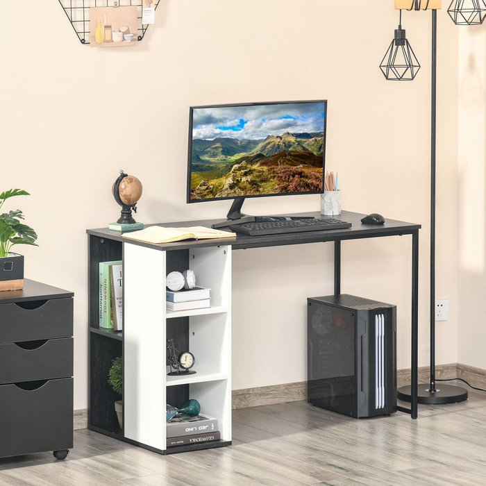 The Range | HOMCOM Computer Desk with Storage Shelves Workstation Oak Tone - Grey HOMCOM Computer Desk with Storage Shelves Workstation Oak Tone - Grey