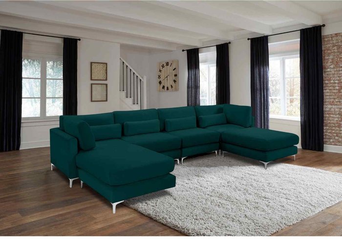 The Range | Simply Eleganza Finley Full Back Large Corner U Shape Sofa - Green Simply Eleganza Finley Full Back Large Corner U Shape Sofa - Green