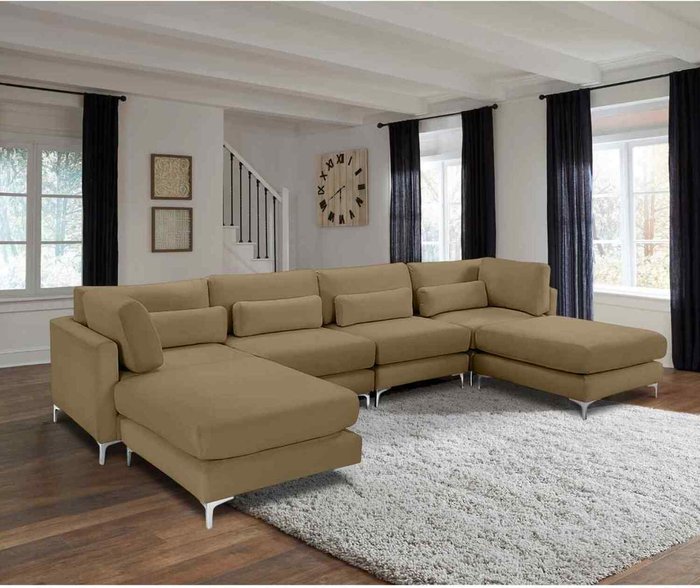 The Range | Simply Eleganza Finley Full Back Large Corner U Shape Sofa - Brown Simply Eleganza Finley Full Back Large Corner U Shape Sofa - Brown