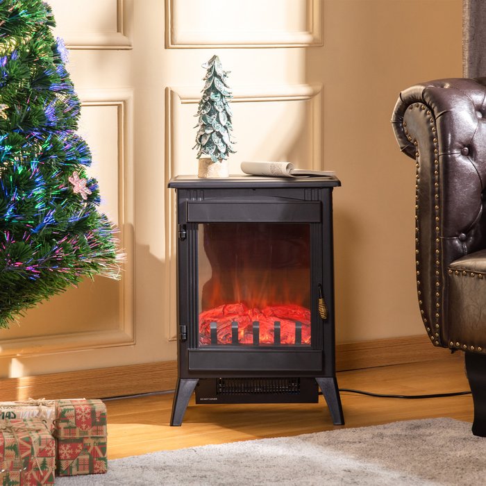 The Range | HOMCOM Electric Fireplace Stove, 3-sided Tempere Glass - Black HOMCOM Electric Fireplace Stove, 3-sided Tempere Glass - Black