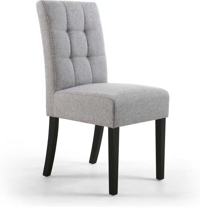 The Range | Shankar 2 x Shankar Moseley Stitched Waffle Linen Effect Silver Grey Dining Chairs With Black Legs Shankar 2 x Shankar Moseley Stitched Waffle Linen Effect Silver Grey Dining Chairs With Black Legs