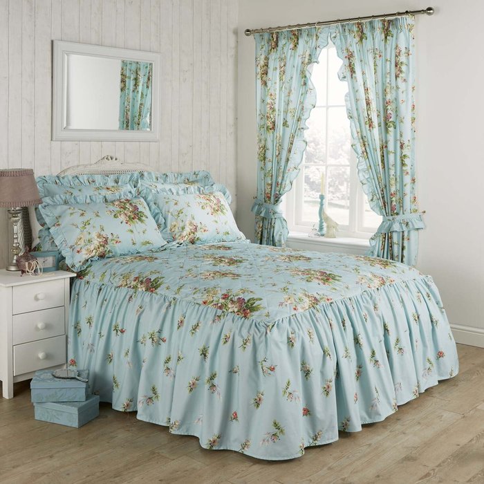 The Range | Vantona Country Madeleine Quilted Fitted Bedspread - Duck Egg / Double Vantona Country Madeleine Quilted Fitted Bedspread - Duck Egg / Double