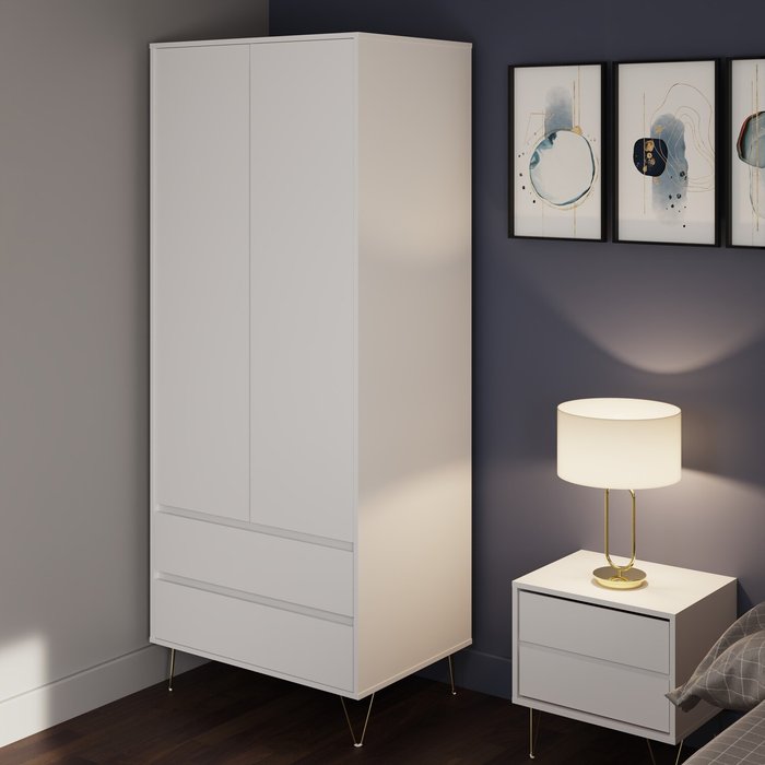 The Range | Timber Art Design UK Monaco White 2 Door 2 Drawer Wardrobe - White Timber Art Design UK Monaco White 2 Door 2 Drawer Wardrobe - White