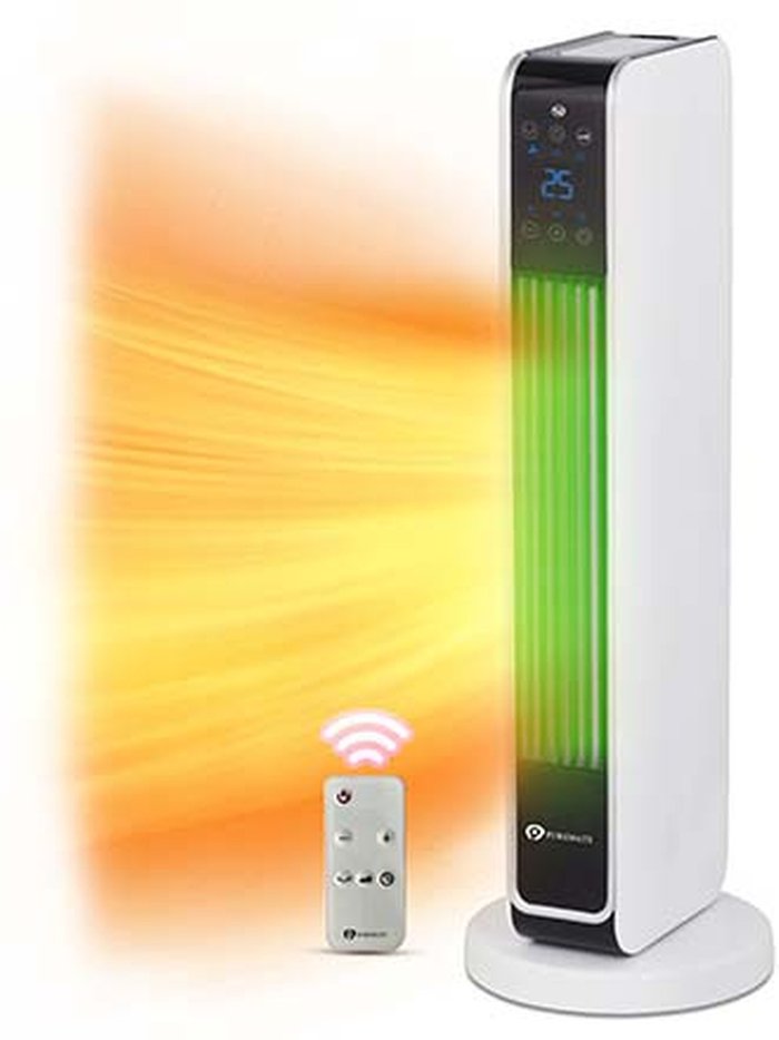 The Range | PureMate Ceramic Tower Fan Heater with Digital LED Display - White / 57.2cm PureMate Ceramic Tower Fan Heater with Digital LED Display - White / 57.2cm