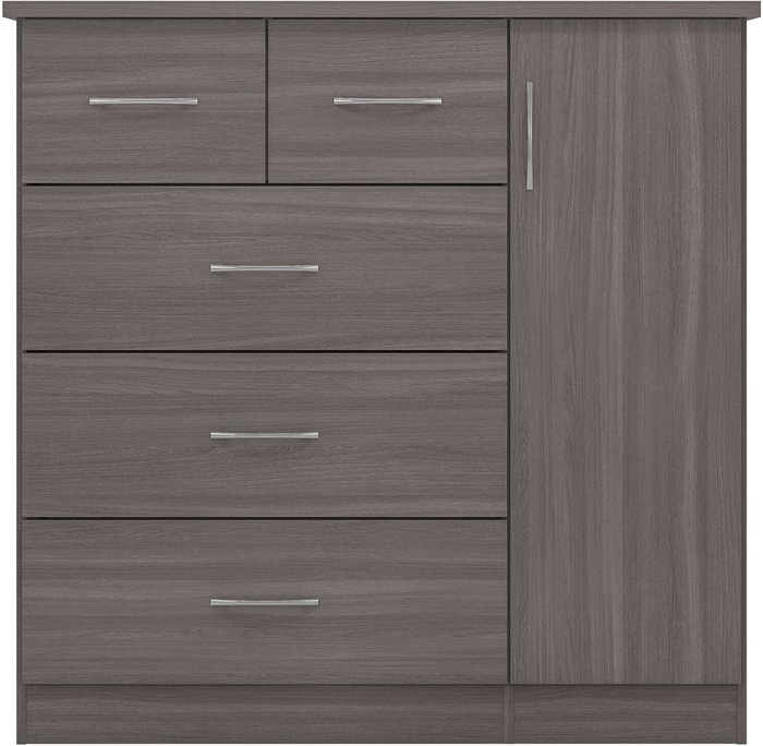 The Range | Seconique Nevada 5 Drawer Low Wardrobe - Black Wood Grain Seconique Nevada 5 Drawer Low Wardrobe - Black Wood Grain