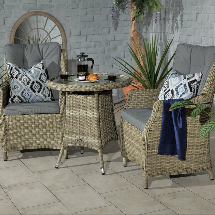 The Range | Royalcraft WENTWORTH 2 Seater Highback Comfort Round Bistro Set - Neutral Royalcraft WENTWORTH 2 Seater Highback Comfort Round Bistro Set - Neutral