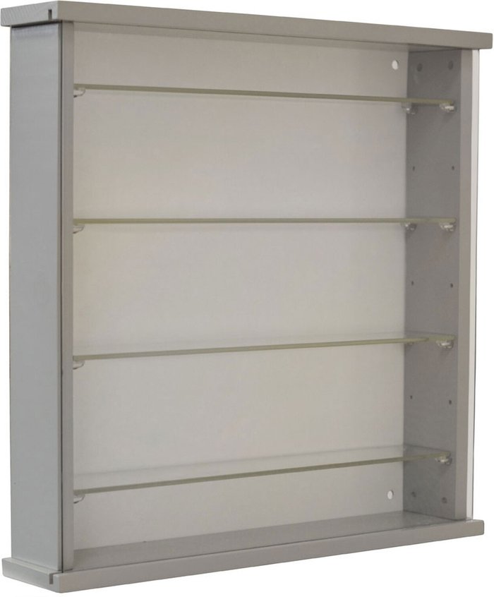 The Range | Techstyle Techstyle Wood Wall Display Cabinet With 4 Adjustable Glass Shelves Grey Techstyle Techstyle Wood Wall Display Cabinet With 4 Adjustable Glass Shelves Grey