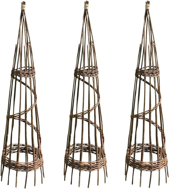 The Range | Selections 1.5m Spiral Willow Garden Obelisk - Brown / 3 Selections 1.5m Spiral Willow Garden Obelisk - Brown / 3