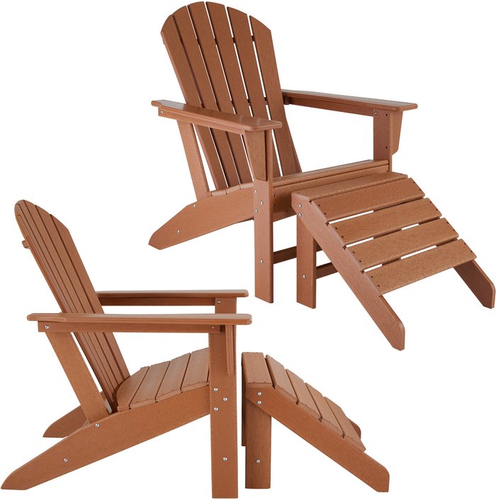 The Range | TECTAKE Tectake Garden Chairs With Footstool In Adirondack Design Set Of 2 Brown TECTAKE Tectake Garden Chairs With Footstool In Adirondack Design Set Of 2 Brown