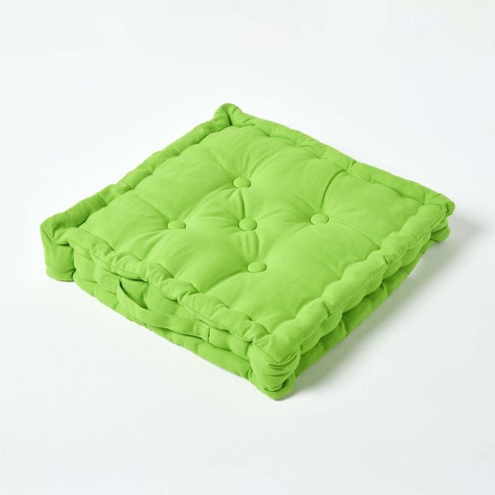 The Range | Homescapes Homescapes Cotton Floor Cushion - Green / 8cm Homescapes Homescapes Cotton Floor Cushion - Green / 8cm