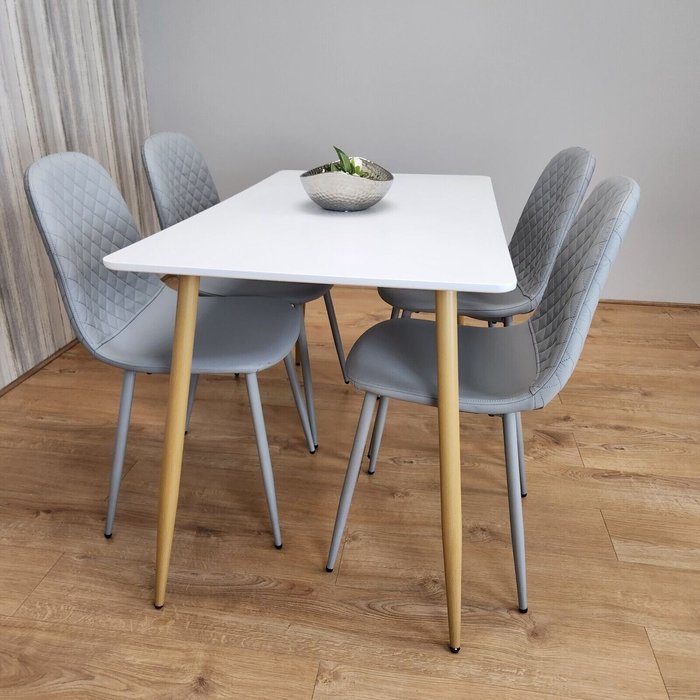The Range | Kosy Koala Dining Table And 4 Grey Chairs White Bella Wood Table Kitchen Dining Set - White Grey Kosy Koala Dining Table And 4 Grey Chairs White Bella Wood Table Kitchen Dining Set - White Grey