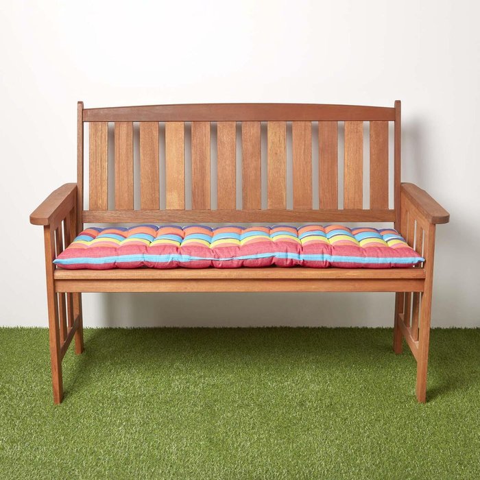 The Range | Homescapes Multi Colour Stripe Garden Bench Pad Cushion - Multi Colour Homescapes Multi Colour Stripe Garden Bench Pad Cushion - Multi Colour