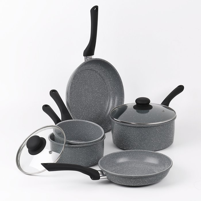 The Range | Durastone Durastone 5 Piece Forged Carbon Steel Cookware Set - Speckled Grey Durastone Durastone 5 Piece Forged Carbon Steel Cookware Set - Speckled Grey