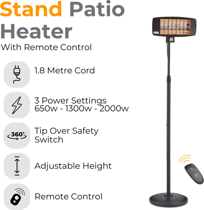 The Range | Swan Stand Patio Heater - Black / Remote control Swan Stand Patio Heater - Black / Remote control