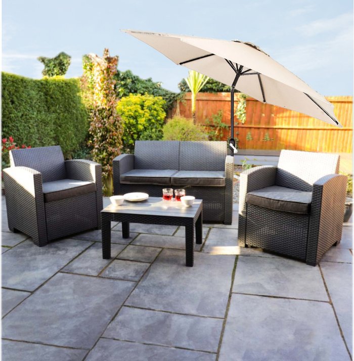 The Range | Groundlevel Groundlevel 2M Crank And Tilt Garden Parasol - Cream Groundlevel Groundlevel 2M Crank And Tilt Garden Parasol - Cream
