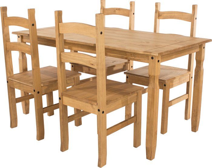 The Range | Core Products Corona Rectangular Table With Four Chair Set - Pine Core Products Corona Rectangular Table With Four Chair Set - Pine