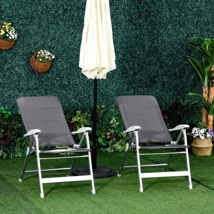 The Range | Outsunny Set Of 2 Padded Folding Deck Chair - Deep Grey Outsunny Set Of 2 Padded Folding Deck Chair - Deep Grey