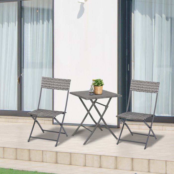 The Range | Outsunny 2 Chair Rattan Bistro Set - Grey Outsunny 2 Chair Rattan Bistro Set - Grey