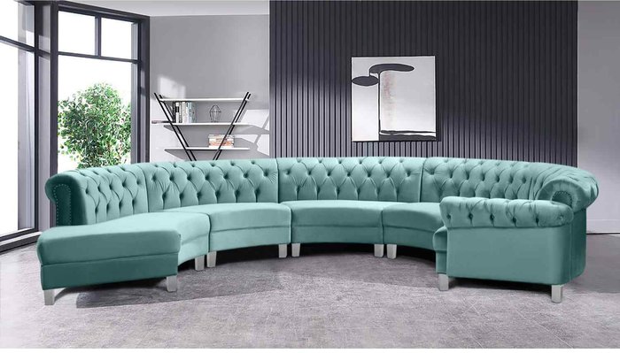 The Range | Simply Eleganza Lynda Chesterfield Large Sofa Velour Fabric with Buttons - Turquoise Simply Eleganza Lynda Chesterfield Large Sofa Velour Fabric with Buttons - Turquoise