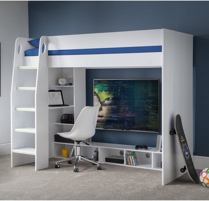 The Range | Julian Bowen Nebula Gaming Bed With Desk White - White Julian Bowen Nebula Gaming Bed With Desk White - White